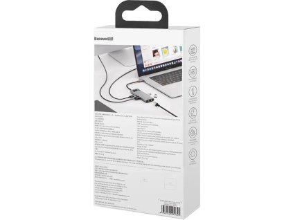 Hub 6v1 Baseus Metal Gleam Series, USB-C na 3x USB 3.0 HDMI USB-C PD Ethernet RJ45