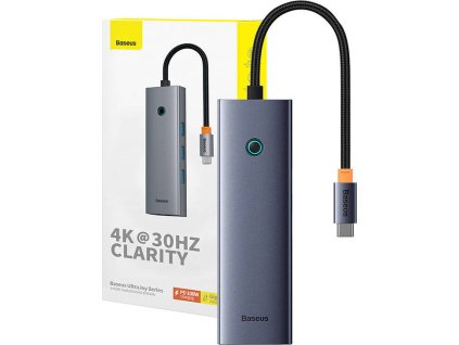6v1 Hub Baseus UltraJoy USB-C do HDMI4K@30Hz1+3xUSB 3.0+PD+RJ45 (vesmírne šedá)