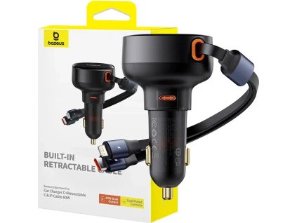 Car Charger Baseus Enjoyment USB-C with USB-C kábel a Lightning 60W (black)