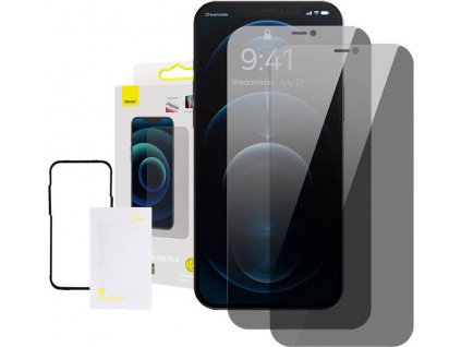 Baseus Privacy Tvrdené sklo 0,3 mm pre iPhone 12/12 Pro (2ks), zatmavovacie