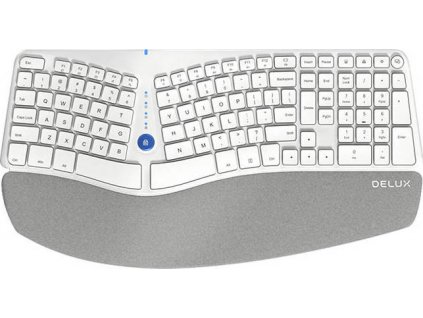 Bezdrôtová ergonomická klávesnica Delux GM901D BT+2.4G (biela)