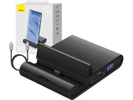 Baseus Mate USB Type-C Hub stolná dokovacia stanica Pro pre mobilný telefón, PD, 100 W (čierny)