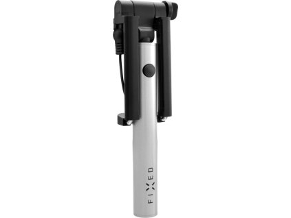 Kompaktní selfie stick FIXED Snap Mini, spoušť přes 3,5 mm jack, stříbrný