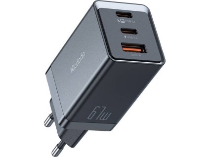 Mcdodo CH-1541 GaN síťová nabíječka, 2x USB-C, 1x USB, 67W (černá)