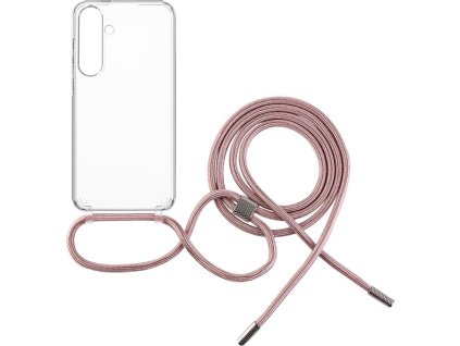 Púzdro FIXED Pure Neck s ružovou šnúrkou na krk pre Samsung Galaxy S24+