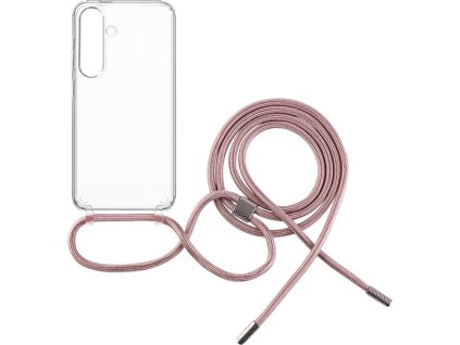 Púzdro FIXED Pure Neck s ružovou šnúrkou na krk pre Samsung Galaxy S24