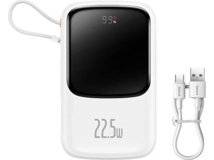 Powerbanka Baseus Qpow PRO s kabelem, 10000 mAh, 22,5 W (bílá)
