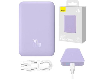 Powerbanka Baseus Magnetic Mini 10000mAh, USB-C  20W MagSafe (fialová)