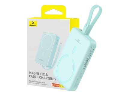 Power banka Baseus Magnetic Mini 10000mAh, USB-C 20W MagSafe pro iPhone (mint)