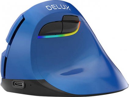Bezdrátová vertikální myš Delux M618Mini BT4.0 + 2,4Ghz 4000DPI RGB (modrá)