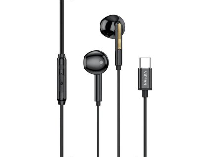 Kabelová sluchátka do uší Vipfan M11 s konektorem USB-C pro iPhone, Samsung a další telefony (černá)