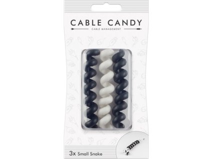 Kabelový organizér Cable Candy Small Snake, 3 ks, černý a bílý