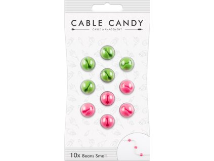 Kabelový organizér Cable Candy Small Beans, 10 ks, zelený a růžový