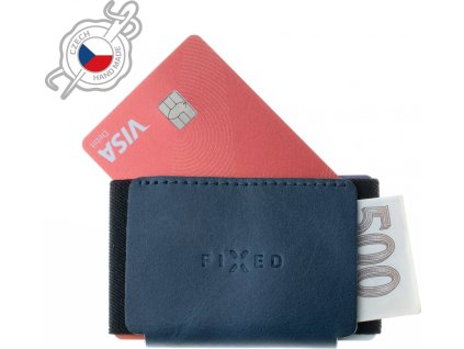 Kožená peněženka FIXED Tiny Wallet z pravé hovězí kůže, modrá