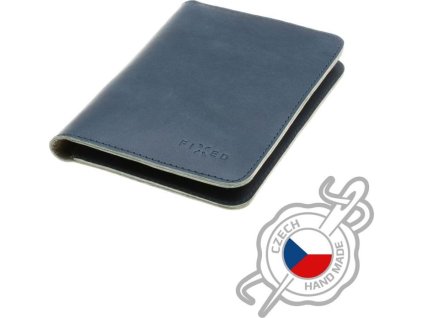 Kožená peněženka FIXED Passport, velikost cestovního pasu, modrá