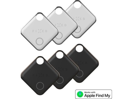 Smart tracker FIXED Tag s podporou Find My, 6 ks, 3x čierny + 3x biely