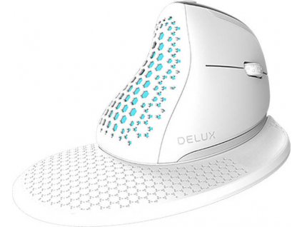 Bezdrôtová ergonomická myš Delux M618XSD BT+2.4G RGB (biela)
