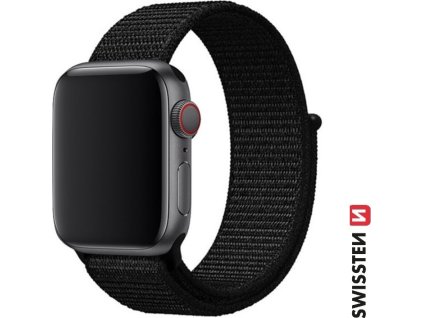 SWISSTEN ŘEMÍNEK PRO APPLE WATCH NYLONOVÝ 38 / 40 / 41 mm ČERNÝ