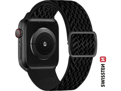 SWISSTEN ŘEMÍNEK PRO APPLE WATCH NYLONOVÝ 38 / 40 / 41 mm ČERNÝ (se sponou)