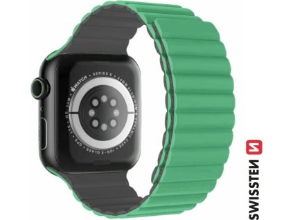 SWISSTEN REMIENOK PRE APPLE WATCH SILIKÓNOVÝ - MAGNETIC 38 / 40 / 41 mm ZELENO/ŠEDÝ