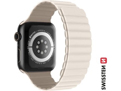 SWISSTEN ŘEMÍNEK PRO APPLE WATCH SILIKONOVÝ - MAGNETIC 38 / 40 / 41 mm BÍLÁ / CAPPUCCINO