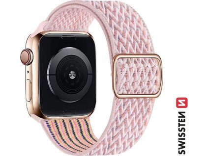 SWISSTEN ŘEMÍNEK PRO APPLE WATCH NYLONOVÝ 38 / 40 / 41 mm RŮŽOVÝ (se sponou)