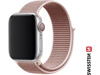 SWISSTEN ŘEMÍNEK PRO APPLE WATCH NYLONOVÝ 42 / 44 / 45 / 49 mm RŮŽOVO ZLATÝ