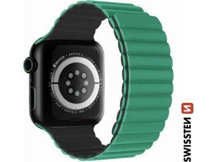 SWISSTEN REMIENOK PRE APPLE WATCH SILIKÓNOVÝ - MAGNETIC 42 / 44 / 45 / 49 mm ZELENO/ŠEDÝ