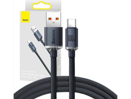 Baseus CAJY000401 Crystal Shine Series Datový Kabel USB - USB-C 100W 1,2m Black