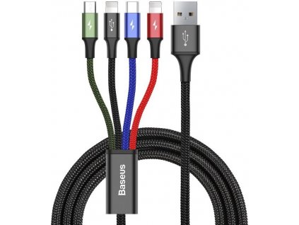 Baseus Fast USB kabel 4v1 USB-C / 2x Lightning / Micro 3,5A 1,2m - černý