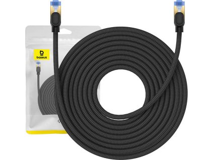 Opletený síťový kabel cat.7 Baseus Ethernet RJ45, 10Gbps, 15m (černý)