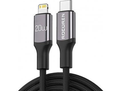 Rýchly nabíjací kábel Rocoren USB-C to Lightning Retro Series 1m (sivý)