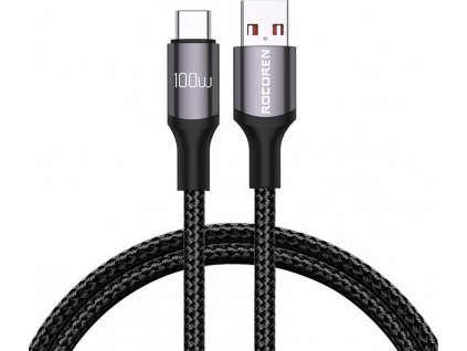 Rychlý nabíjecí kabel Rocoren USB-A na USB-C Retro Series 1m 100W (šedý)