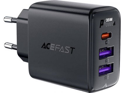 Sieťová nabíjačka Acefast A57 GaN 2xUSB-A+USB-C PD35W EU (čierna)