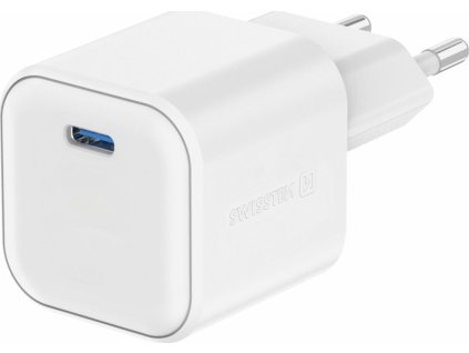 SWISSTEN SÍŤOVÝ ADAPTÉR GaN 1x USB-C 35W POWER DELIVERY BÍLÝ