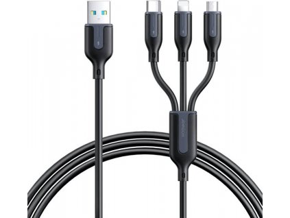 Kabel USB Joyroom S-1T3018A15 3v1 s konektory USB-C, Lightning, Micro USB / délka 1,2 m (černý)