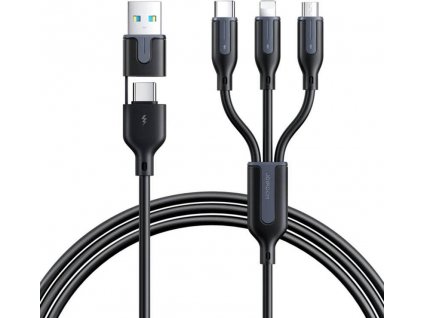 USB / USB-C kabel Joyroom S-2T3018A15 5v1 USB-C / Lightning / Micro USB /1,2 m (černý)
