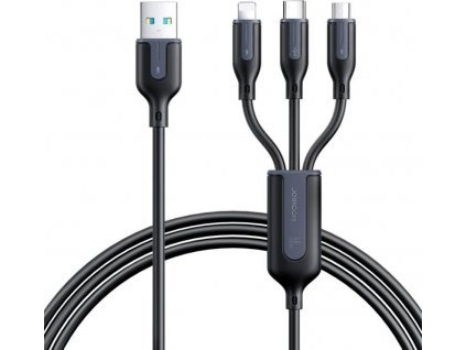 Kabel USB Multi-Use Joyroom S-1T3066A15 3v1 - USB-C, Micro USB, Lightning / 3,5A / 66W / 1,2 m (černý)
