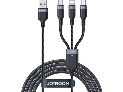 Kabel USB Multi-Use Joyroom S-1T3018A18 3v1 - USB-C, Micro USB, Lightning / 3,5A / 0,3 m (černý)