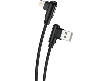 Úhlový zahnutý kabel USB na Lightning Foneng X70, 3A, 1 m (černý)