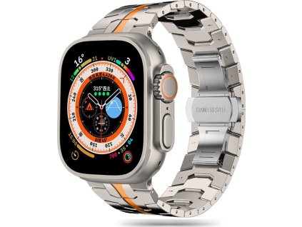 TECH-PROTECT STAINLESS LINE APPLE WATCH 6 / 7 / 8 / 9 / 10 / SE / ULTRA 1 / 2 (44 / 45 / 46 / 49 MM) TITANIUM/ORANGE