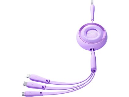 3v1 Joyroom barevný kabel USB na USB-C/Lightning/Micro USB 3,5 A, 1 m (fialový)
