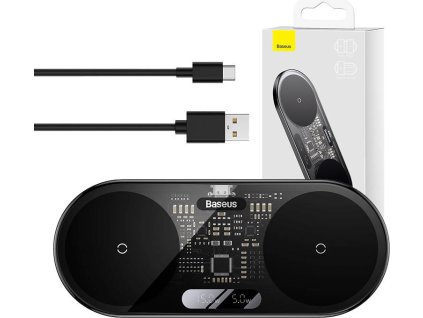 Baseus Digital LED Display dual wireless charger with digital display 20W black (WXSX010101)