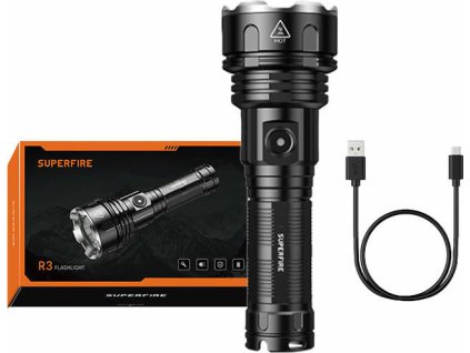 Svítilna Superfire R3 P90 – 2000 lm, USB, 36 W, 5 režimů, 350 m