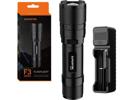 Svítilna Superfire F3-L2 – 570 lm, 260 m, 5 režimů, zoom funkce
