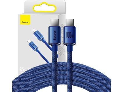 Baseus CAJY000703 Crystal Shine Series Datový Kabel USB-C - USB-C 100W 2m Blue
