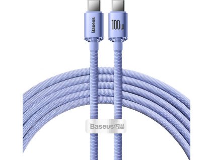 Baseus CAJY000705 Crystal Shine Series Datový Kabel USB-C - USB-C 100W 2m Purple