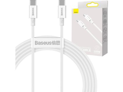 Kábel Baseus Superior Series USB-C na USB-C, 100 W, 2 m (biely)