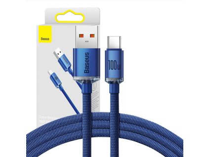 Baseus CAJY000403 Crystal Shine Series Datový Kabel USB - USB-C 100W 1,2m Blue