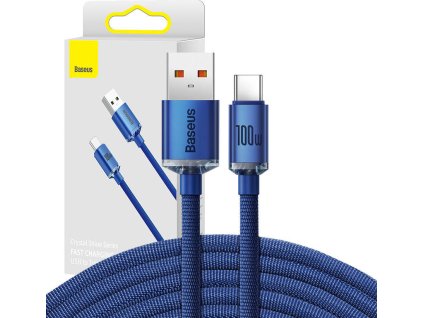 Baseus Crystal Shine kábel USB na USB-C, 100 W, 2 m (modrý)